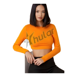Camisola corta sin mangas para mujer, camiseta sin mangas de punto naranja de bajo precio con bordado, diseño de hilo de seda helada - Product Image 1