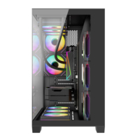 Nuevo Chasis para PC Gaming ATX de Torre Media, Carcasa Negra para Computadora de Escritorio con Malla de Refrigeración por Flujo de Aire