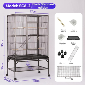 Jaula de cría de aves de vuelo grande apilable para loros palomas canarios periquitos de metal con ruedas precio al por mayor - Product Image 6