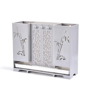 Support mural carré en bambou pour baguettes, égouttoir de rangement de cuisine grande capacité pour baguettes et cuillères - Product Image 5