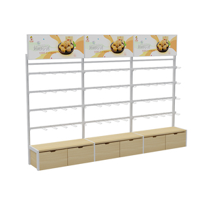 Estante de exhibición de aperitivos personalizado, soporte de exhibición de tuercas con marco de madera para supermercado - Product Image 2