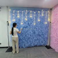 Toile de fond en tulle à volants, voile en gaze de soie, toile de fond en tissu rose, rideau mural en fil de fleurs pour décoration de mariage