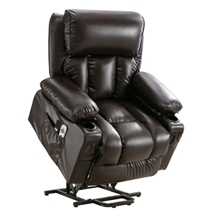 Modern Power Electric Massage Lift Lounge Chair Heating Vibration Fleece Leather Upholstery Metal Frame USB Port for Elderly - Product Image 3