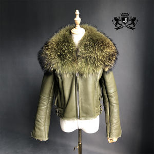 Chaqueta de piel de oveja auténtica para mujer, <span class=keywords><strong>abrigo</strong></span> de piel de mapache auténtica, chaquetas y abrigos para mujer, chaqueta de cuero para mujer - Product Image 3