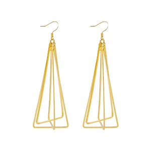 3D Pyramiden baumeln Ohrring Gold Farbe Long Drop Ohr stecker Unregelmäßige minimalist ische Charm Ohrringe Schmuck