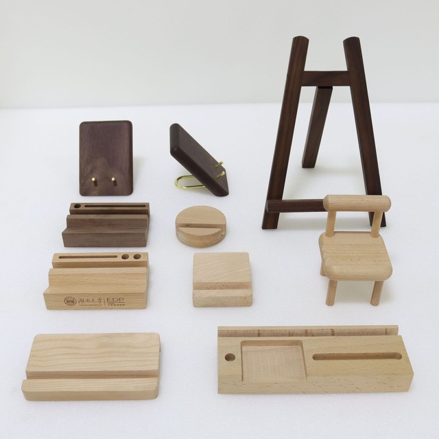 Qakai High Quality Beech Wooden Calendar Trophy Base Photo Base Trading Card Stand Wooden Menu Card Holder Wooden Base for Phone