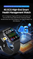 Reloj Inteligente GE500 con Tarjeta SIM 4G, Pantalla AMOLED de 2.06 Pulgadas, ECG, HRV, SOS, Llamadas Bluetooth, TI AFE4950, IP68, Android, Pago