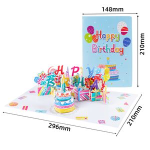 Tarjeta <span class=keywords><strong>de</strong></span> <span class=keywords><strong>Cumpleaños</strong></span> 3D Pop-up Winpsheng con Luces y Música, Vela Soplable, Tarjeta Plegable <span class=keywords><strong>de</strong></span> 180 Grados - Product Image 4