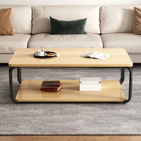 Ensemble de table basse industrielle à 2 niveaux, cadre en acier + plateau en bois, mobilier moderne pour salon, décoration d'intérieur pour petit espace