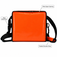 Sac isotherme imperméable orange, taille moyenne, poche avant, bandoulière, doublure en aluminium, carton rigide, sac de livraison de nourriture