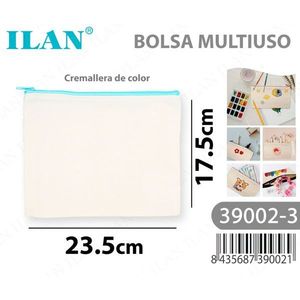 Borsa in tessuto multiuso Iln 17,5x23,5 cm con cerniera colorata per riporre oggetti - Product Image 1