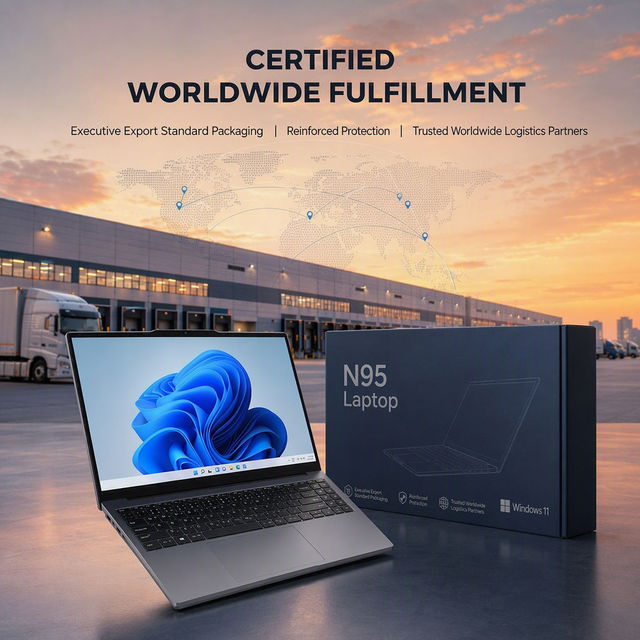 Professional 15.6 Inch Laptop Intel N95 Quad Core Business Notebook with Windows 11