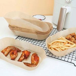 Papier sulfurisé jetable pour friteuse à air, 100 pièces, rectangulaire, antiadhésif, qualité alimentaire, résistant à l'huile, sans BPA, facile à démouler - Product Image 2