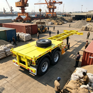 Promotion : Semi-<span class=keywords><strong>remorque</strong></span> squelette à 2 essieux pour le transport de conteneurs en Afrique, structure stable à cadre solide, compatible avec les conteneurs maritimes de 20 pieds - Product Image 2
