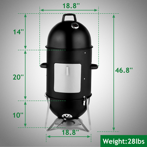 Ahumador Vertical Redondo 3 en 1 con 3 Rejillas de Cocción, Ahumador para Barbacoa <span class=keywords><strong>al</strong></span> Aire Libre con Control de Temperatura para Ahumar Carne - Product Image 6