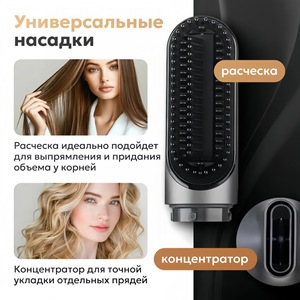 Fitz Professional Hair Dryer Styler 5 Attachments Ionization 3 Heat 3 Speed Settings For Blow Dry Curl Straighten - Product Image 4