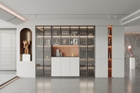 Armoire à vin en bois moderne de luxe avec portes en verre et éclairage dissimulé Garantie de 5 ans