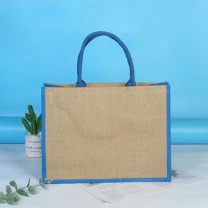 Sac à provisions de grande capacité avec logo personnalisé Sac à main en jute coloré Sac fourre-tout rétro mode portant à la main - Product Image 5