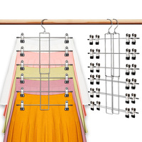 Organisateur de vêtements multifonctionnel et peu encombrant, cintre pliable en métal à 6 niveaux pour jeans, jupes et pantalons