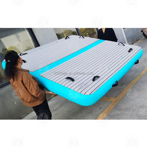 Série <span class=keywords><strong>de</strong></span> plates-formes gonflables flottantes originales avec pompe à air électrique à surface antidérapante pour lac, bateau, piscine, océan - Product Image 5