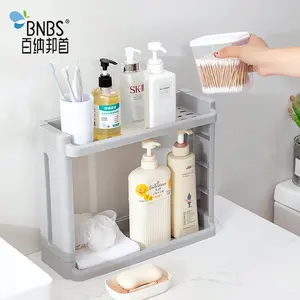 Estante de almacenamiento de plástico para cocina y baño, estante de almacenamiento multicapa con ruedas