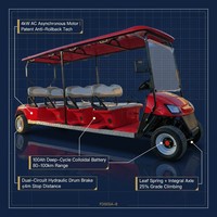 Buggy Turístico Eléctrico de 8 Plazas con Color Personalizado, Autonomía de 80-100 km, Freno de Tambor Hidráulico para Hotel, Villa, Parque de Atracciones