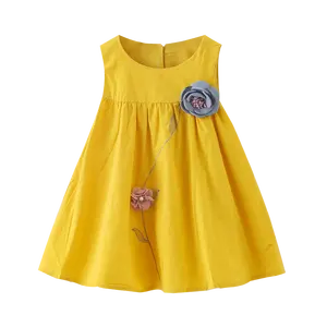 Оптовая продажа, детская одежда, корейское розовое детское платье для девочек с декоративными цветами, летняя одежда от Ebay