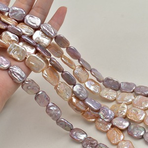 Collar de Cuentas Doradas con Perlas Barrocas de Agua Dulce Naturales Blancas y Rosas, Perlas Cuadradas Púrpuras, Accesorios para DIY - Product Image 2