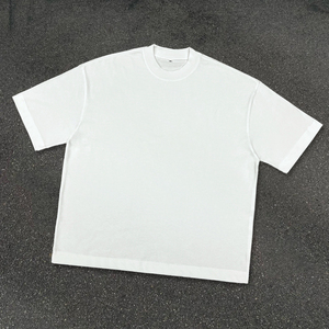 High Quality <b>White</b> Round Neck T-Shirts 250gsm Heavyweight Cotton Oversized <b>Tee</b> Shirt Streetwear Boxy <b>Plain</b> T Shirts for Men - Product Image 1