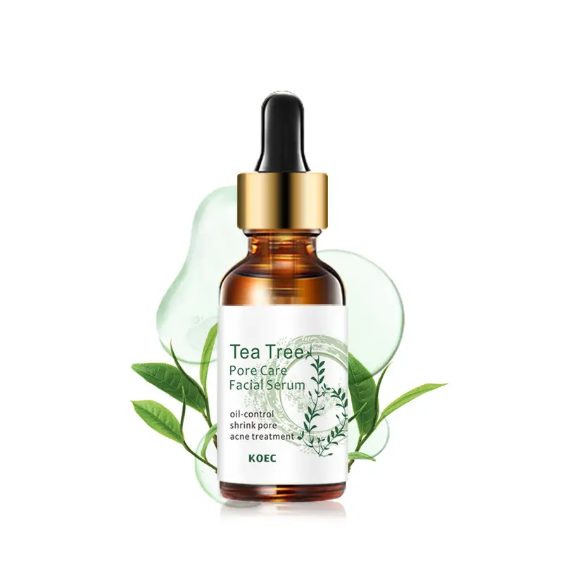 Tea Tree serum penghilang jerawat, cairan Astringent pori-pori lembap kontrol minyak serum label pribadi grosir