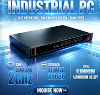 Ordinateur de contrôle industriel embarqué sans ventilateur monté en rack 1U, boîtier en alliage d'aluminium, mini PC compact à double port UART RS232