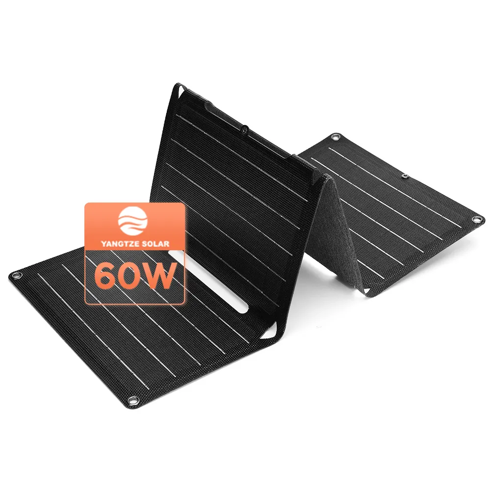 Fuente de alimentación mono plegable de 60W Cargador de panel solar portátil PD de 200W