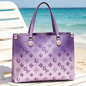 Sac fourre-tout chic <span class=keywords><strong>et</strong></span> moderne en dégradé violet lavande avec chaînes, motif gaufré, sac de travail pour femme urbaine - Product Image 3