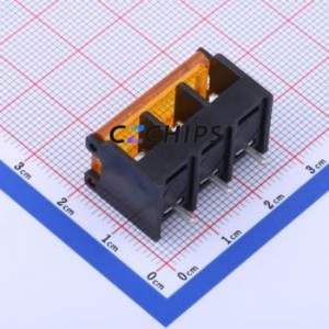 DBT50G-8.25-3P-BK-P Barrier Terminal Block Through hole,P=8.25mm Connector With Cover Plate 8.25mm 1x3P Straight Pin - Product Image 2