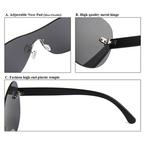 Gafas de Sol sin Montura para Hombre, Protección UV400, Marco de PC Negro, Montura Grande a la Moda, Protección Solar para Conducir al Aire Libre y Viajar - Product Image 1