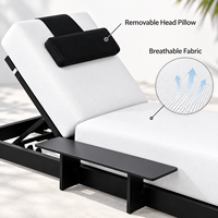 Chaise longue de plage d'extérieur à 5 positions réglables avec dossier réglable, structure en aluminium et roulettes faciles à déplacer