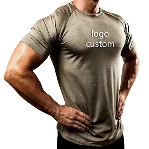 Изготовленный на заказ логотип полиэстер быстросохнущая Бег Фитнес футболка оптовая продажа тренажерный зал Спортивная Мужская футболка