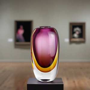 Vase en verre dégradé multicolore (violet et ambre), design organique sculptural. Idéal pour <span class=keywords><strong>la</strong></span> décoration intérieure, <span class=keywords><strong>les</strong></span> collections d'art - Product Image 2