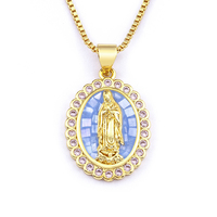Collar con Colgante de la Virgen María QIKU, Cadena Ovalada con Cristales de Circonia Cúbica, Joyería Religiosa, Regalo para Mujer, Accesorios al por Mayor