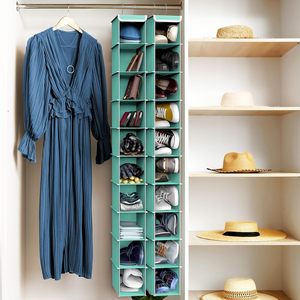 10 Shelf Hanging <b>Shoe</b> Organizer Turquoise Cubical Hook Type For Closet Door Wall <b>Storage</b> - Product Image 2