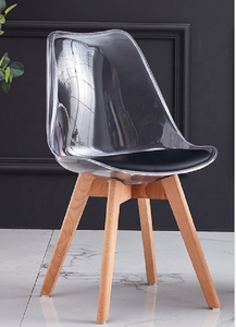 <span class=keywords><strong>Chaise</strong></span> de style européen avec dossier et coussin de siège, <span class=keywords><strong>chaise</strong></span> de salle à manger <span class=keywords><strong>transparente</strong></span>, <span class=keywords><strong>chaise</strong></span> en plastique, pieds en <span class=keywords><strong>bois</strong></span> - Product Image 4