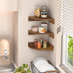 Wooden Wall Mounted Corner <b>Shelf</b> Floating Polygon Storage <b>Rack</b> For Living Room Bedroom Multipurpose Durable - Product Image 5