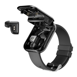 Écouteurs TWS T1 et montre connectée 2 en 1, écran TFT carré de 1,8 pouces, appels Bluetooth, fréquence cardiaque, étanche IP67, montre connectée de fitness, noir - Product Image 3