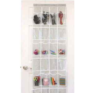 Four-Eye Layering PVC Non-Woven Fabric 24 Grid Door Rear Hanging Bag Light Gray Door Rear <b>Shoes</b> Multi-Layer <b>Storage</b> Hanging Bag - Product Image 3