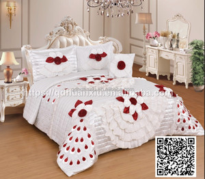 Parure de lit en satin blanc moelleux de luxe, magnifique ensemble de draps de mariage Queen avec motifs de feuilles et marins, garnissage en polyester - Product Image 5