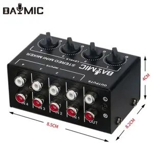 WY4 Mini Mixer recording sound card Noise reduction 4 channel mixing portable Line Audio Mixer