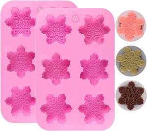 Moule en silicone flocons de neige de Noël pour bougies, bombes de <span class=keywords><strong>bain</strong></span>, savons, pâtisseries et plateaux à biscuits pour les fêtes de Noël - Product Image 1