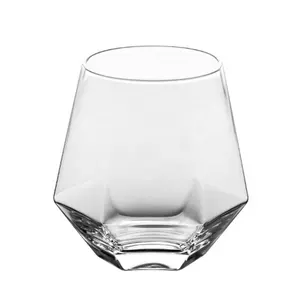 Оптовая продажа, домашнее Хрустальное стекло, простое бриллиантовое стекло с шестью краями, стеклянная чашка для виски, Хрустальное стекло, алмазная винная чашка