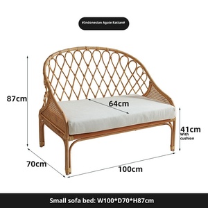 Conjunto de Sofá Moderno de <span class=keywords><strong>Rattan</strong></span> Natural Real para Sala de Estar Pousada Pequeno Multifuncional Cama Variável Quarto Infantil Cama de Solteiro em <span class=keywords><strong>Rattan</strong></span> - Product Image 6