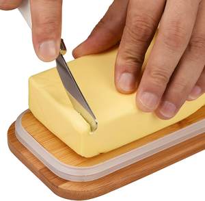 500 مللي كبيرة السيراميك طبق الزبدة زبدة تخزين الحاويات مع غطاء من البامبو و سكين - Product Image 5